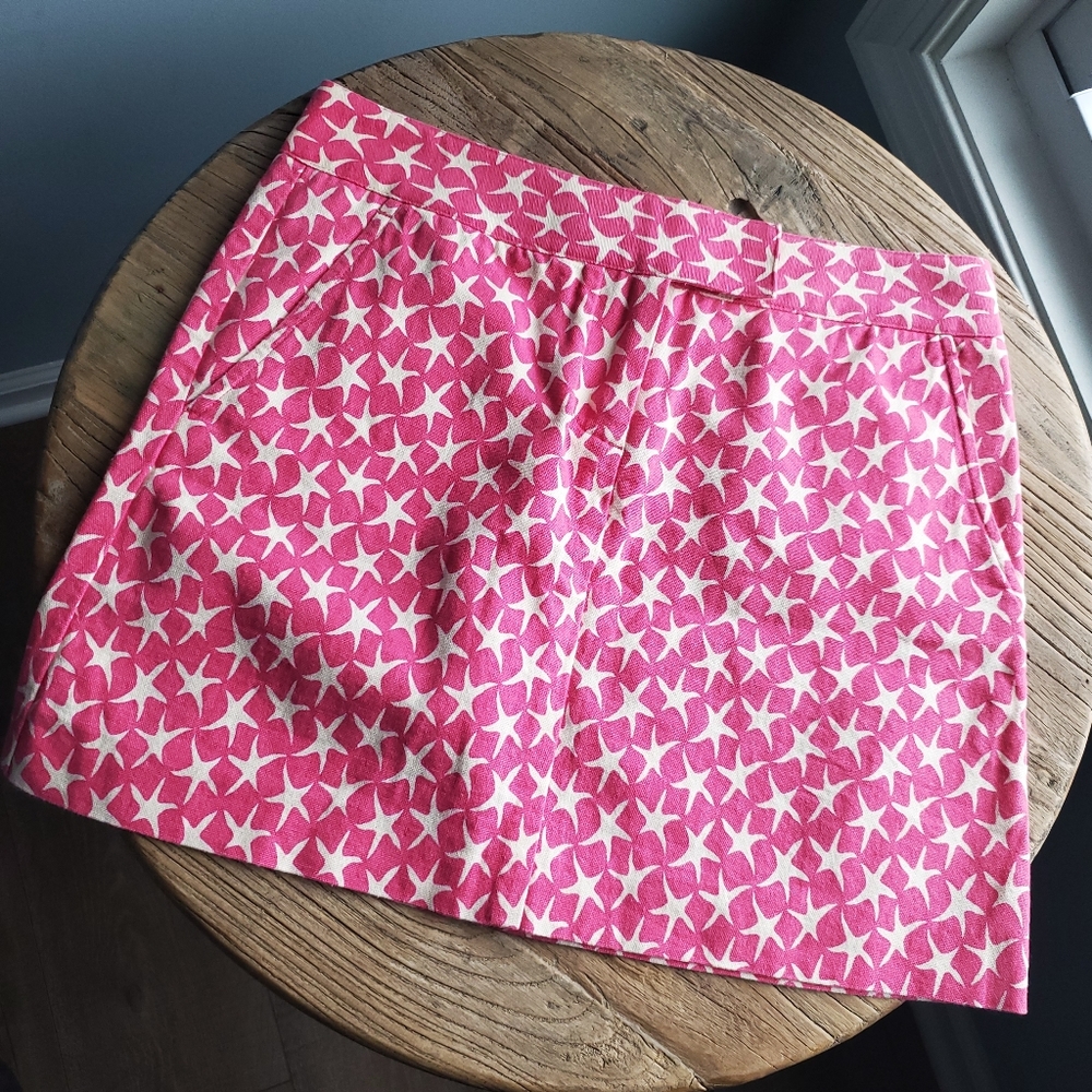 J. Crew Women's Pink Starfish Print Cotton Mini Skirt Size 0
